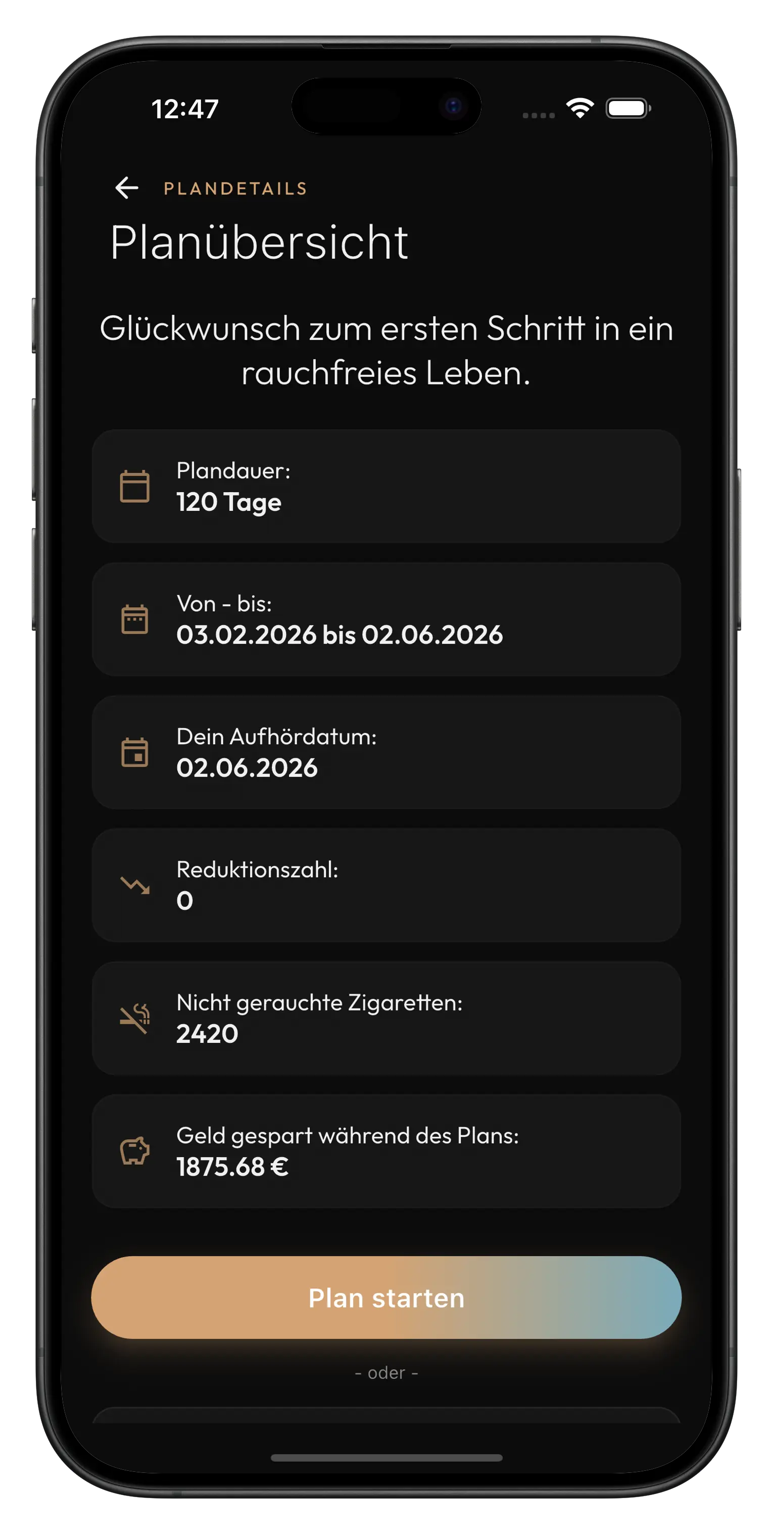 Personalisierter Ausstiegsplan