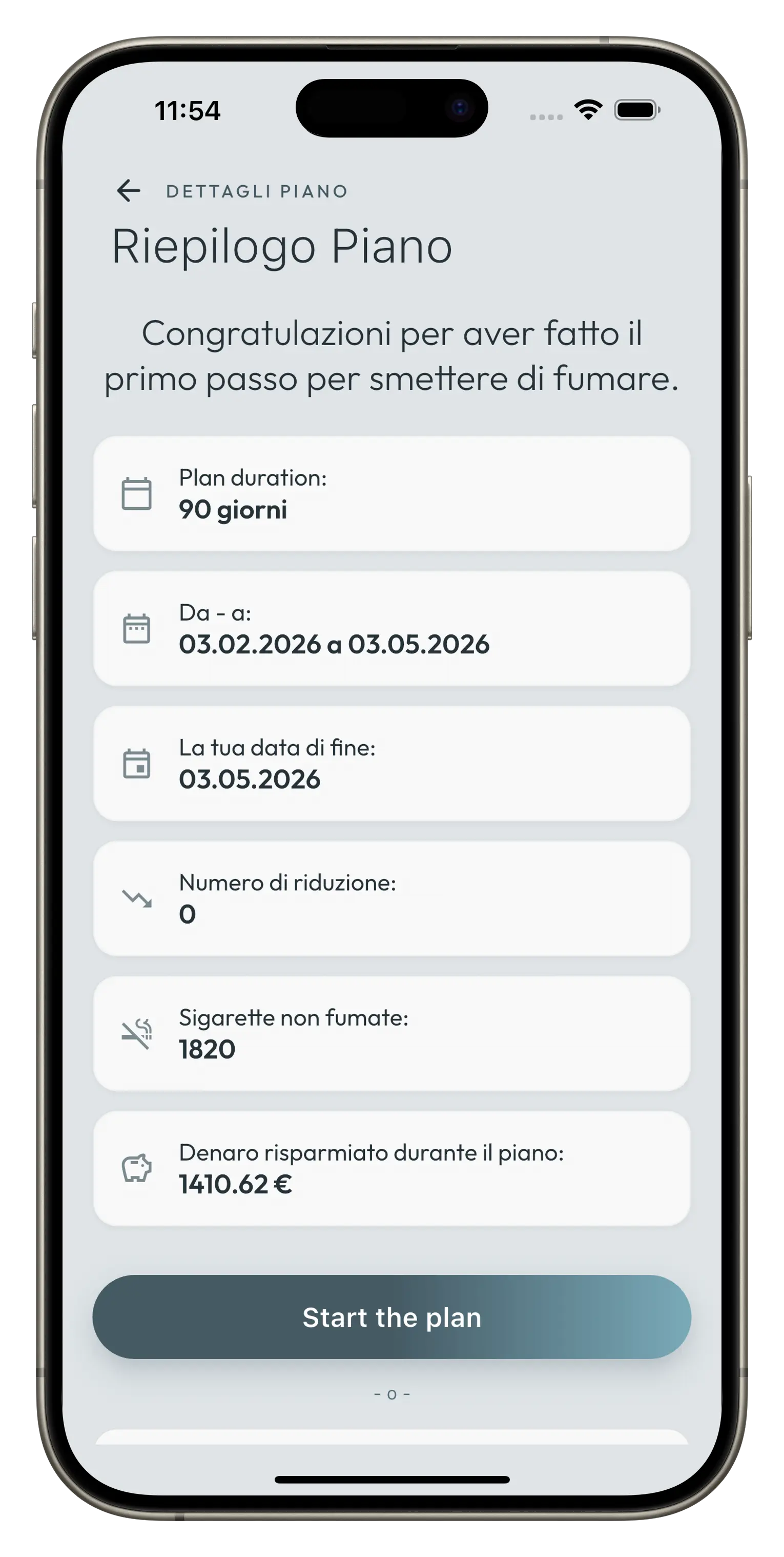 Piano per smettere personalizzato
