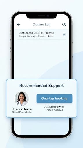 Clinician profile shown during a craving log