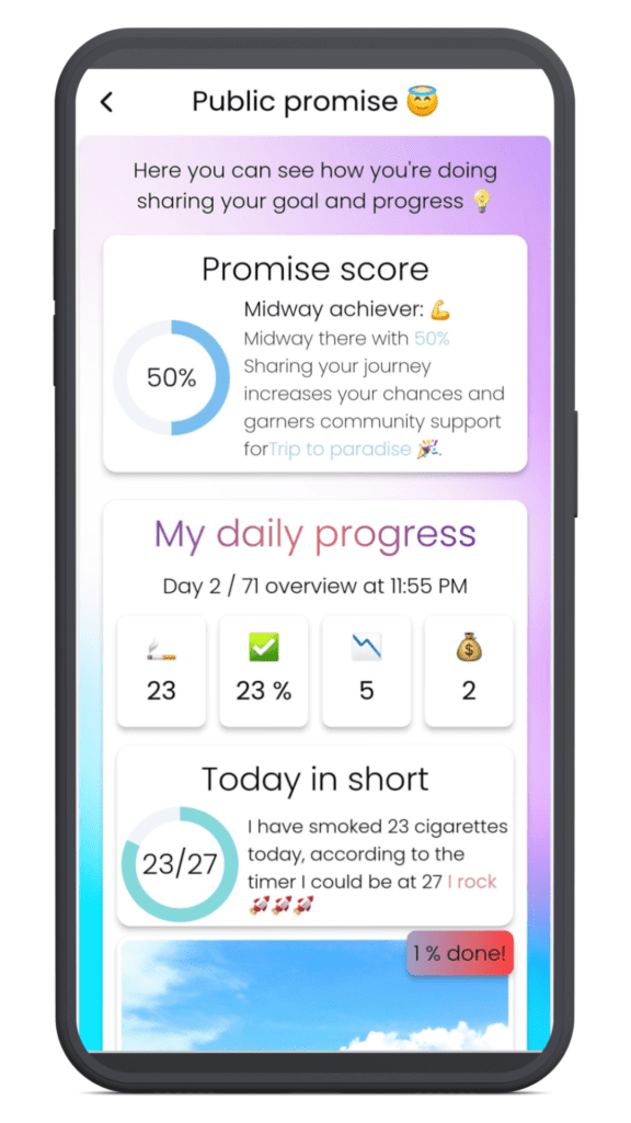 share your progress in a quit smoke app