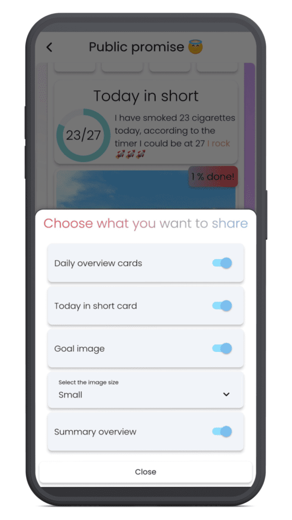 share your progress in a quit smoke app