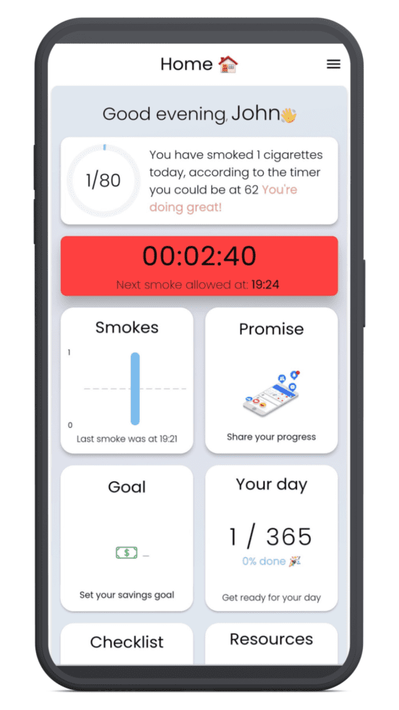 quit smoking app, smoking not allowed right now